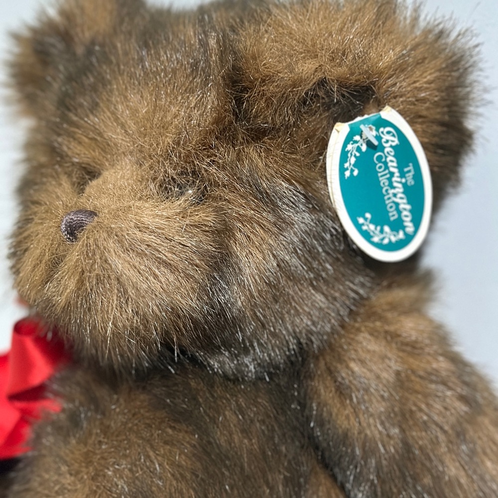Classic Brown Plush Teddy Bear with Red Bow by - Picture 2 of 5